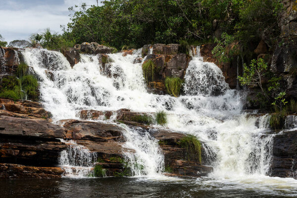 cerrado waterfall landscape in Chapada dos Veadeiros,  Brazil