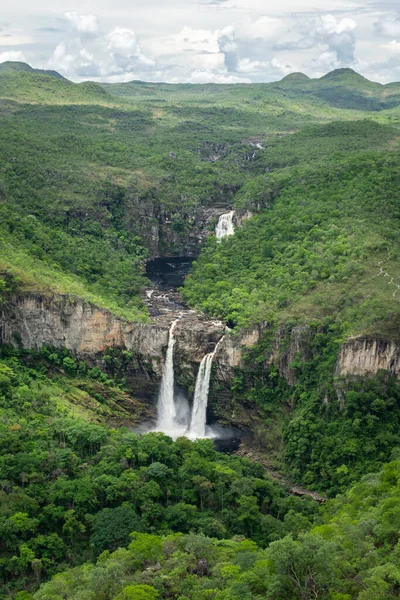 Cerrado Waterfall Landscape Chapada Dos Veadeiros Brazil Stock Photo