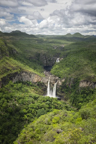 Cerrado Waterfall Landscape Chapada Dos Veadeiros Brazil Stock Picture