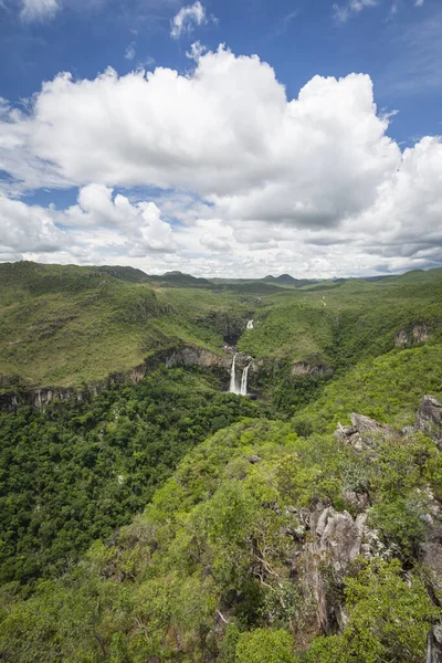 Cerrado Waterfall Landscape Chapada Dos Veadeiros Brazil Stock Picture