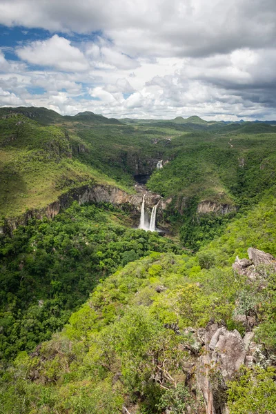 Cerrado Waterfall Landscape Chapada Dos Veadeiros Brazil Stock Image