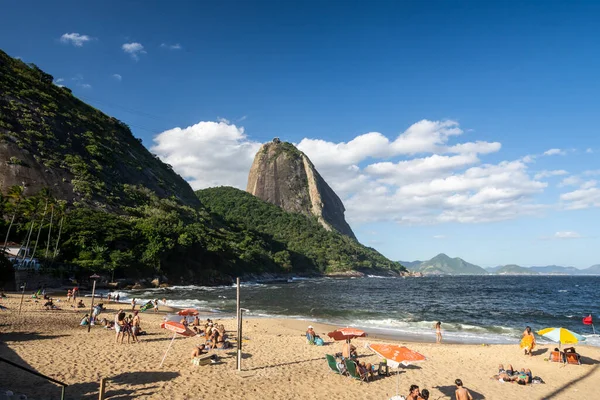 Вид Городского Пляжа Гору Сахарная Голова Рио Жанейро Бразилия — стоковое фото