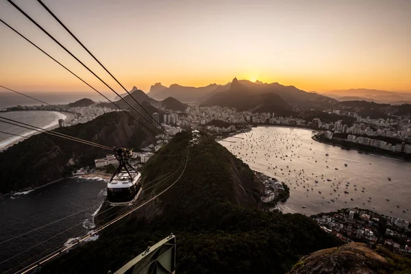 Όμορφη Θέα Ηλιοβασίλεμα Από Sugar Loaf Βουνό Πόλη Τοπίο Στο — Φωτογραφία Αρχείου