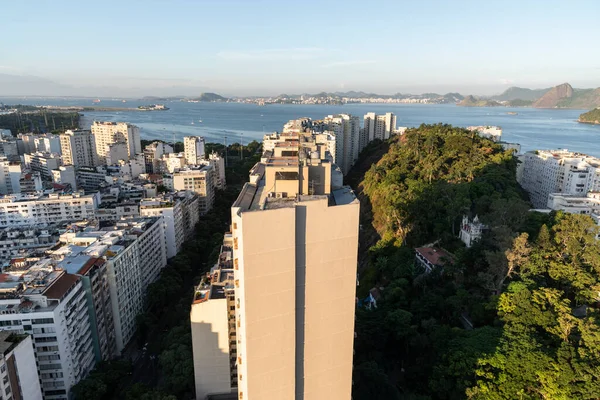 Вид Жилые Городские Здания Зеленую Улицу Покрытую Деревьями Рио Жанейро — стоковое фото
