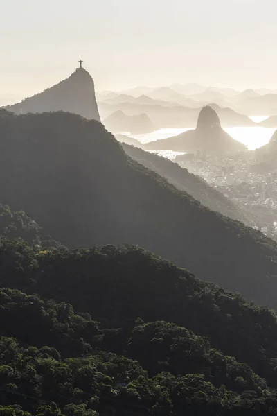 Beautiful Sunrise View Rainforest Mountains City Rio Janeiro Brazil — стокове фото