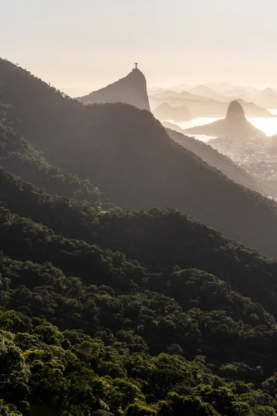Beautiful Sunrise View Rainforest Mountains City Rio Janeiro Brazil — Stockfoto