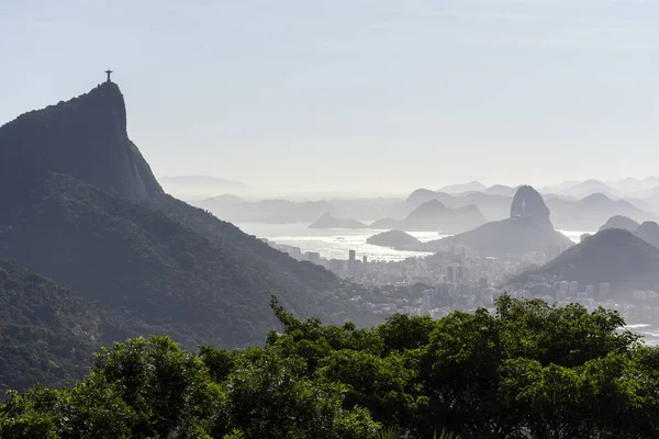 Beautiful Sunrise View Rainforest Mountains City Rio Janeiro Brazil — Foto de Stock
