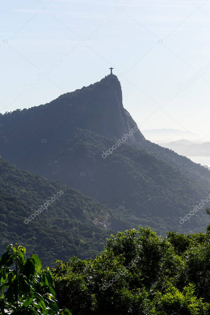 Beautiful sunrise view to rainforest mountains and city, Rio de Janeiro, Brazil