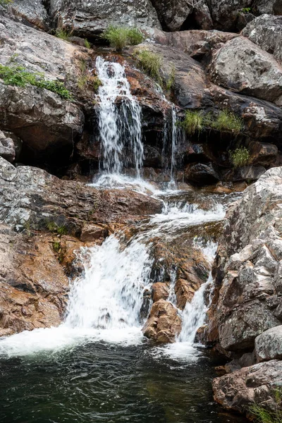 Beautiful View Wild Rocky Cerrado Waterfall Chapada Dos Veadeiros Gois — ストック写真