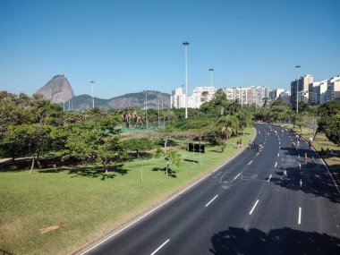 Aterro do Flamengo, Rio de Janeiro, Brezilya 'dan Sugar Loaf Dağı' na güzel bir manzara