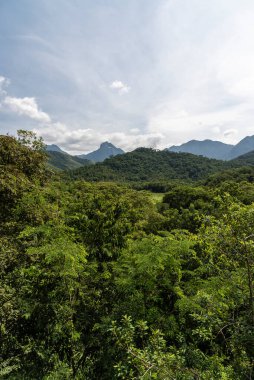 View to beautiful green rainforest mountains on the countryside of Rio de Janeiro, Brazil