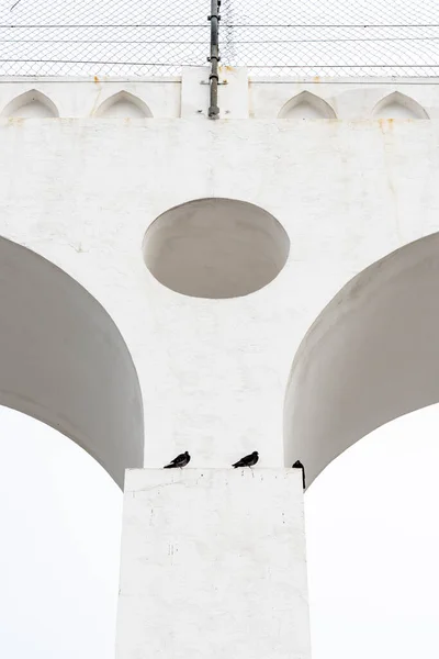 Beautiful View White Old Historic Aqueduct Downtown Lapa District Rio — Stockfoto