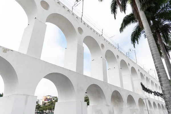 Beautiful View White Old Historic Aqueduct Downtown Lapa District Rio — Fotografia de Stock