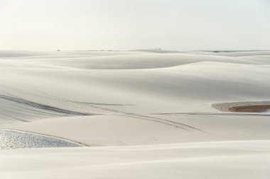 Lenis Maranhenses, Maranho, Brezilya 'daki beyaz kum tepelerine güzel bir manzara.