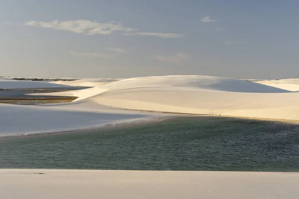 Belle Vue Sur Lagune Eau Pluie Bleue Les Dunes Sable — Photo