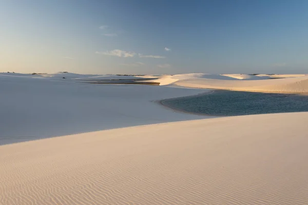 Beautiful View Blue Rain Water Lagoon White Sand Dunes Lenis — Stock Photo, Image
