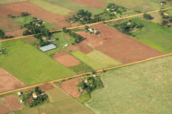 Bella Vista Aerea Campi Agricoli Colture Piantagione Vicino Ponta Por — Foto Stock