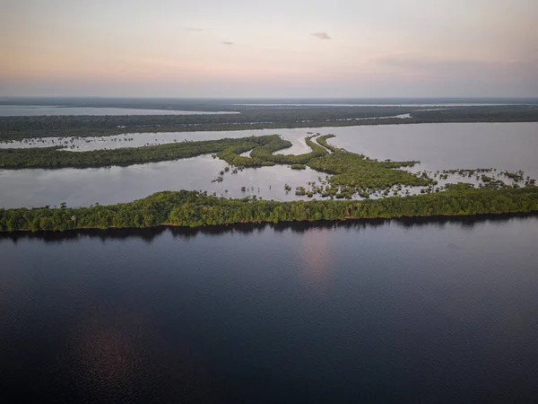 Hermosa Vista Aérea Río Negro Archipiélago Isla Anavilhanas Amazonas Estado — Foto de Stock