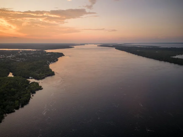Prachtig Uitzicht Vanuit Lucht Rivier Negro Groene Amazone Vegetatie Staat — Stockfoto