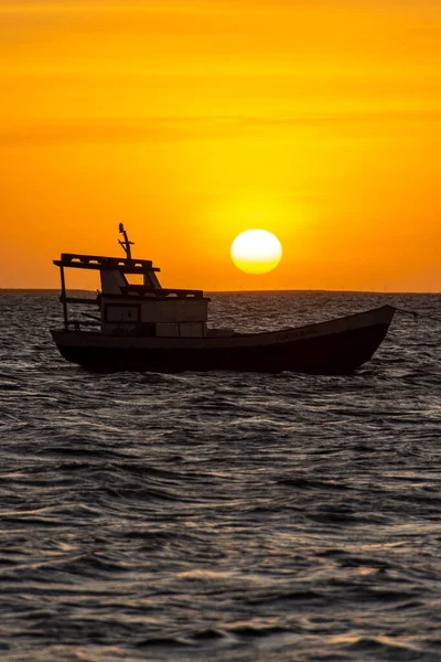 Belle Vue Sur Bateau Pêche Coucher Soleil Sur Océan Barra — Photo