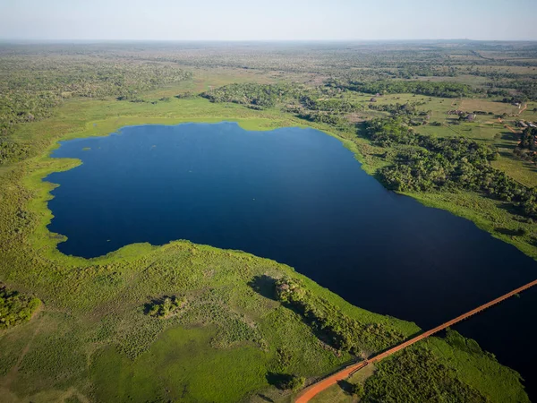 Hermosa Vista Aérea Lago Cerca Del Refugio Caiman Área Pantanal — Foto de Stock