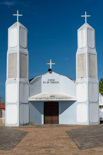 Bela Vista Para Igreja Branca Sob Céu Azul Barra Grande — Fotografia de Stock