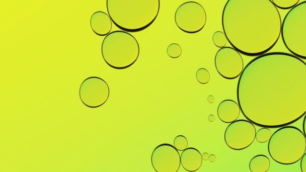 Groene achtergrond. Water olie bubbels abstract ontwerp. Groene vloeibare splash achtergrond macro. Olijfolie naadloze lus. — Stockvideo
