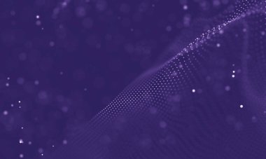 Veri teknolojisi soyut gelecek çizimi. Karanlık arka planda noktaları ve çizgileri birleştiren düşük polimerli bir şekil. 3 boyutlu görüntüleme. Büyük veri görselleştirmesi .