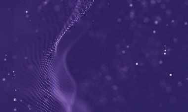 Veri teknolojisi soyut gelecek çizimi. Karanlık arka planda noktaları ve çizgileri birleştiren düşük polimerli bir şekil. 3 boyutlu görüntüleme. Büyük veri görselleştirmesi .