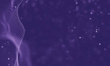 Veri teknolojisi soyut gelecek çizimi. Karanlık arka planda noktaları ve çizgileri birleştiren düşük polimerli bir şekil. 3 boyutlu görüntüleme. Büyük veri görselleştirmesi .