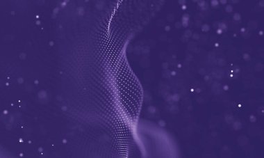 Veri teknolojisi soyut gelecek çizimi. Karanlık arka planda noktaları ve çizgileri birleştiren düşük polimerli bir şekil. 3 boyutlu görüntüleme. Büyük veri görselleştirmesi .