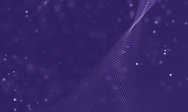 Veri teknolojisi soyut gelecek çizimi. Karanlık arka planda noktaları ve çizgileri birleştiren düşük polimerli bir şekil. 3 boyutlu görüntüleme. Büyük veri görselleştirmesi .