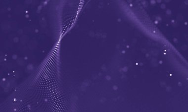 Veri teknolojisi soyut gelecek çizimi. Karanlık arka planda noktaları ve çizgileri birleştiren düşük polimerli bir şekil. 3 boyutlu görüntüleme. Büyük veri görselleştirmesi .