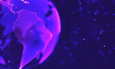 Ultra mor galaksi arka planı. Nebula ile uzay arkaplan illüstrasyon evreni. 2018 Mor teknoloji geçmişi. Yapay zeka kavramı