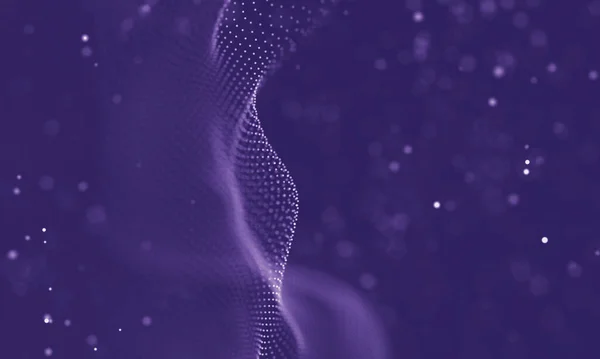 Datatechnologie abstracte futuristische illustratie. Lage poly vorm met aansluitende stippen en lijnen op donkere achtergrond. 3D weergave. Visualisatie van big data . — Stockfoto