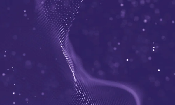 Datentechnologie abstrakte futuristische Illustration. Niedrige Poly-Form mit Verbindungspunkten und Linien auf dunklem Hintergrund. 3D-Rendering. Visualisierung von Big Data . — Stockfoto