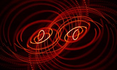 Arka kırmızı geometrik plan. Bağlantı yapısı. Bilim arka plan. Fütüristik teknoloji Hud öğesi. onnecting noktalar ve çizgiler. Büyük veri görselleştirme ve iş .