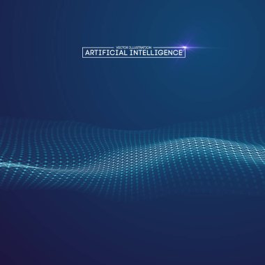 Yapay zeka iletişim ağı. Dijital bilim teknolojisi konsepti. İş ağı vektör illüstrasyonu.