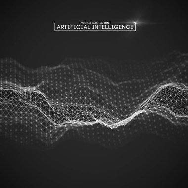 Yapay zeka iletişim ağı. Dijital bilim teknolojisi konsepti. İş ağı vektör illüstrasyonu.