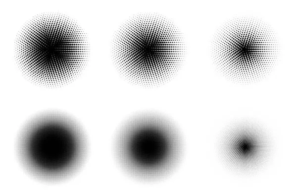 Полутоновая текстура гранж-векторного набора. Задний план полуточечный патерн. Графические точки полутоновые узоры. EPS 10. — стоковый вектор
