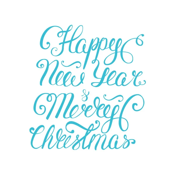 Feliz Ano Novo e feliz Natal lettering. Ilustração vetorial. —  Vetores de Stock