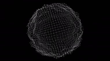 Soyut parçacık küresi dönüyor. Teknoloji arka planda. Mavi parçacık enerji küresi 4k kusursuz döngü. 3d hazırlayıcı