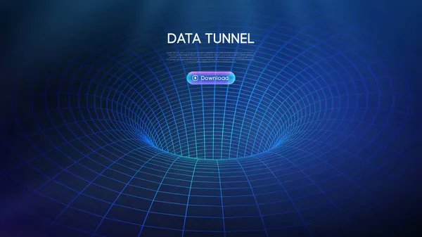 Illustrazione vettoriale del tunnel dei grandi dati. Sfondo digitale astratto. Tecnologia dei tunnel di dati informatici. Ordinamento dei dati e sicurezza della rete. Innovazione tecnologia business astratto sfondo. — Vettoriale Stock