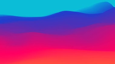 Mor mavi, kırmızı, sarı eğimli dalga. Neon gradyan grafik renk arkaplanı. Vektör çizimi, akışkan enerji dalgası.