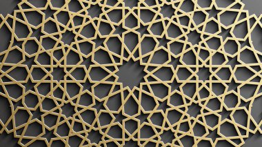 Siyah arka planda altın islami desen. İslami süs vektörü, Pers güdüsü.