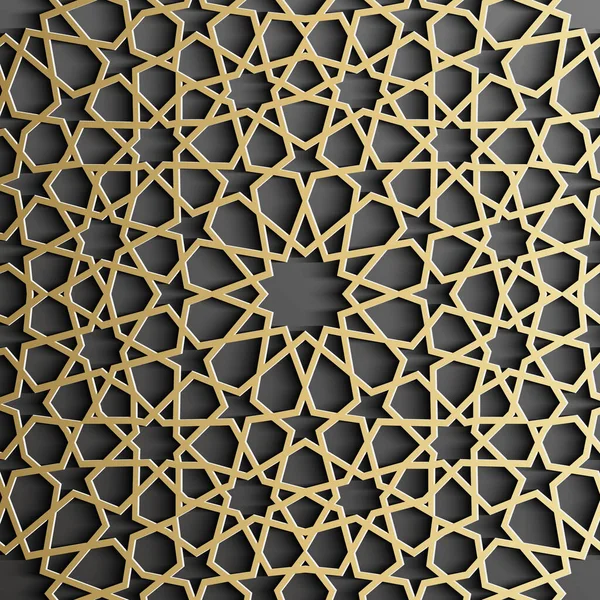 Modèle islamique en or sur fond noir. Ornement islamique vecteur, motiff persan. — Image vectorielle