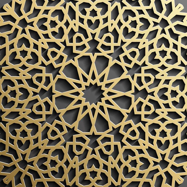 Gullfarget islamsk mønster på svart bakgrunn. Islamske pyntevektorer, persiske motiver. – stockvektor