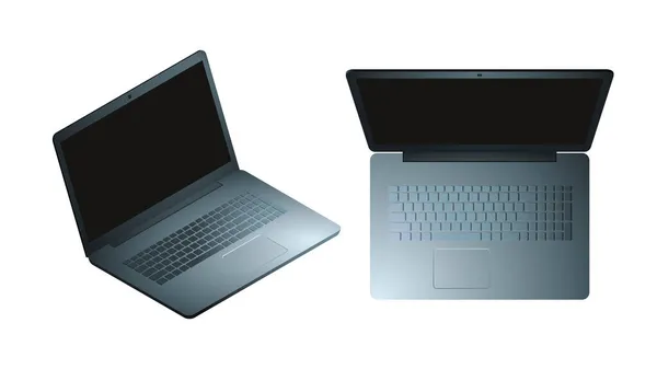 Flat isometric laptop vector. Computer technology isometric screen. — Stock Vector