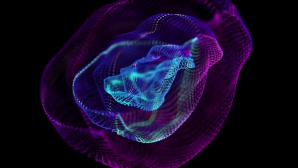 Sci fi énergie explosant balle. Flux du centre d'énergie central. Particules magiques technologie de noyau de sphère boucle transparente 4k. — Video