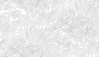 Arazi üzerinde dağ yürüyüşü patikası. Contour arka plan coğrafi şebekesi. Kusursuz vektör topografik harita arkaplanı. Çizgi topoğrafi haritası kusursuz desen.